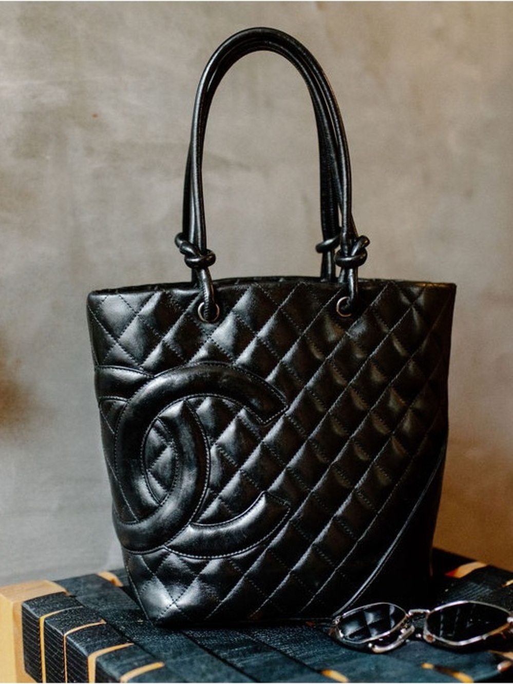 Chanel Cambon Tote | Black Lambskin | Black on Black | CC